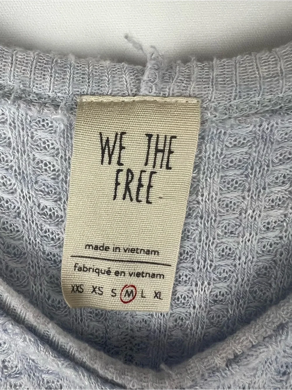 Free People Catalina Thermal Waffle Oversized Tunic Top Boho Light Blue Size M